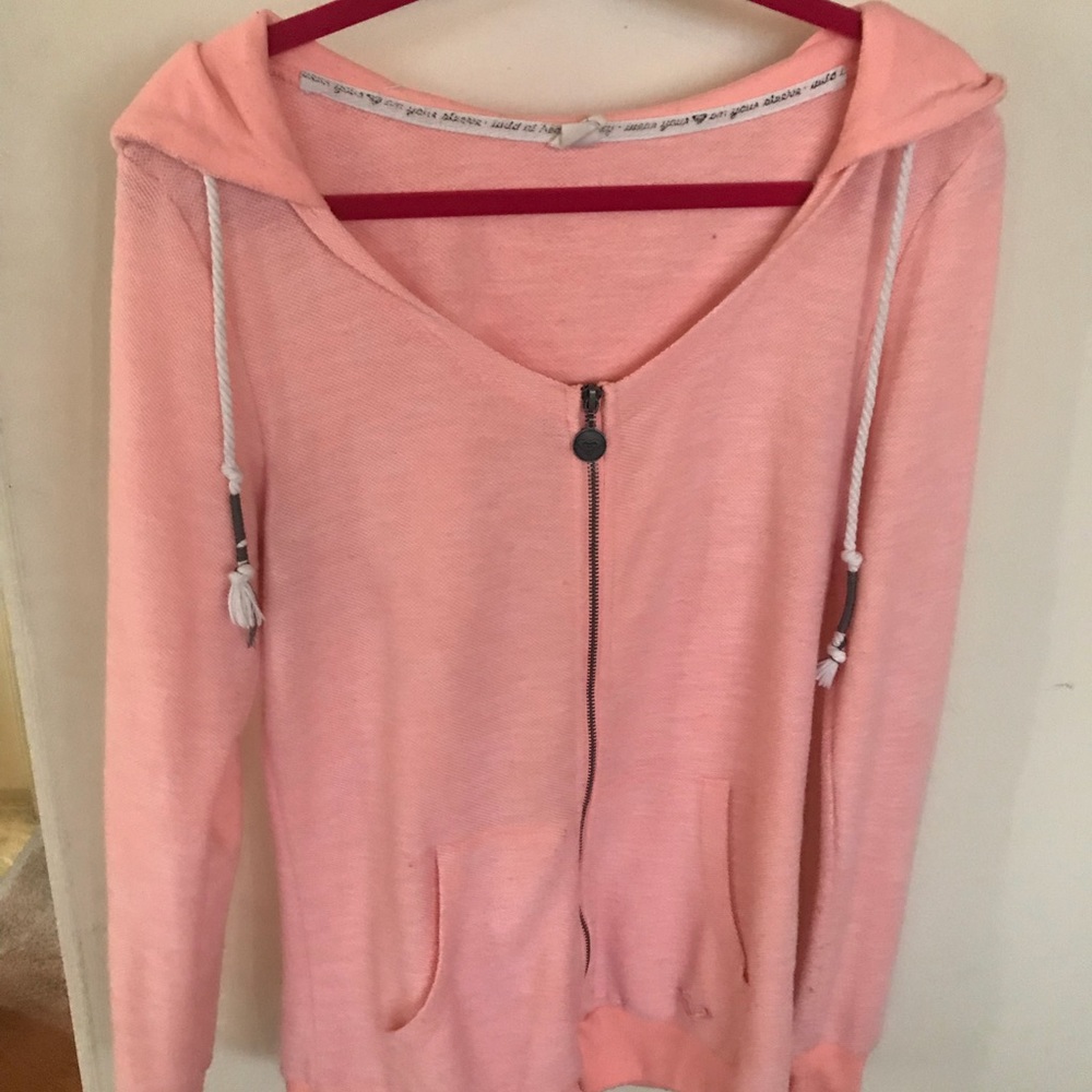 Roxy Sweatshirt Neon Pink Scoop Neck ZIP UP 💛